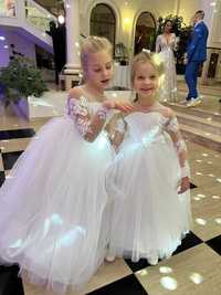 Праздничное белоснежное платье на рост 122 - 128 см на 4-6 лет