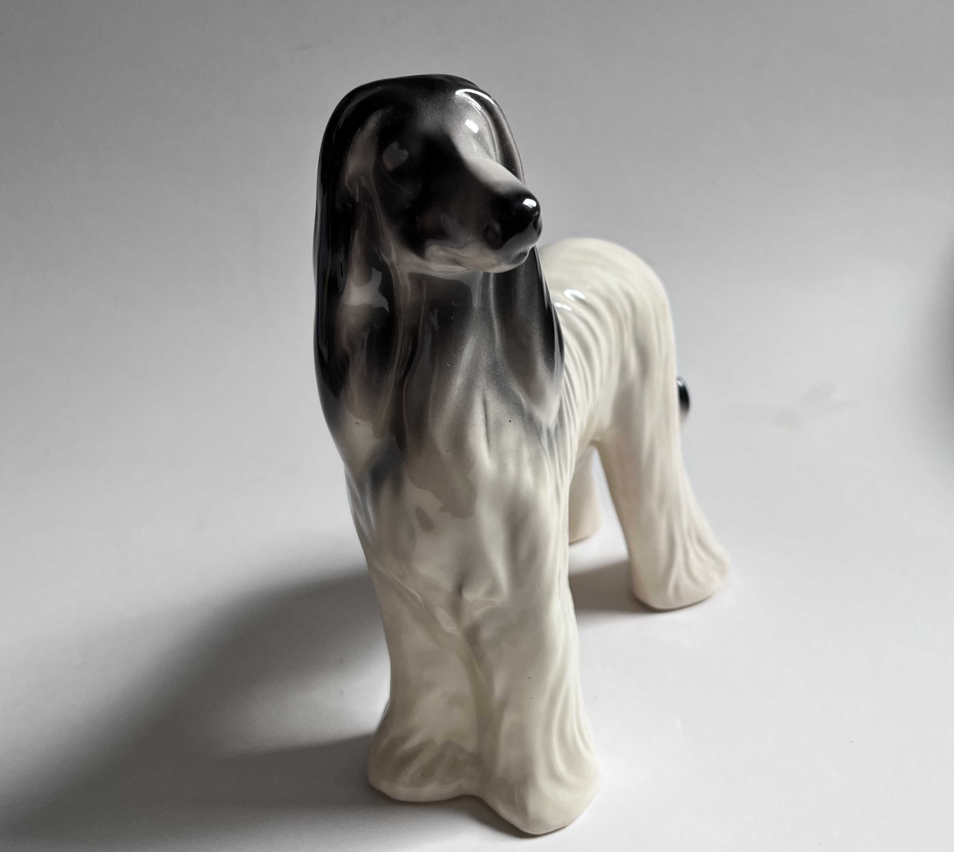 Duża figurka porcelanowa pies rasy Chart Afgański!