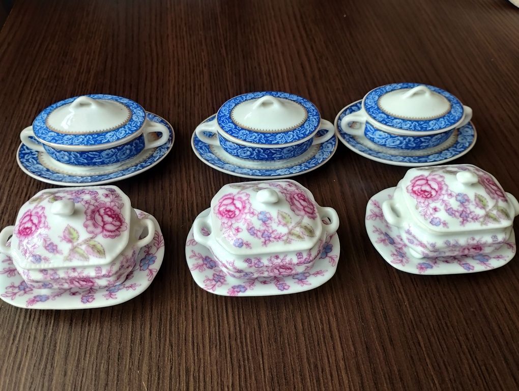 Piękny zestaw porcelany! 6 sztuk mini waz do zupy!