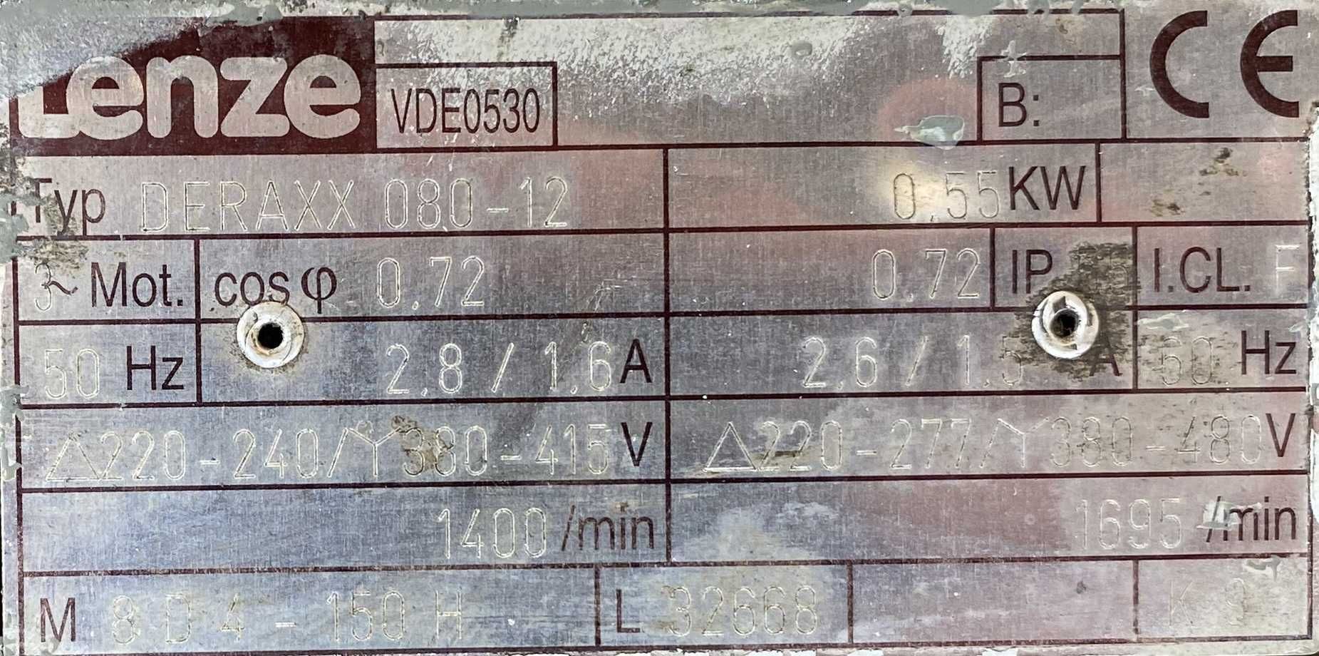 motoreduktor / przekładnia 0,55kW 68obr. 3fazowy Lenze
