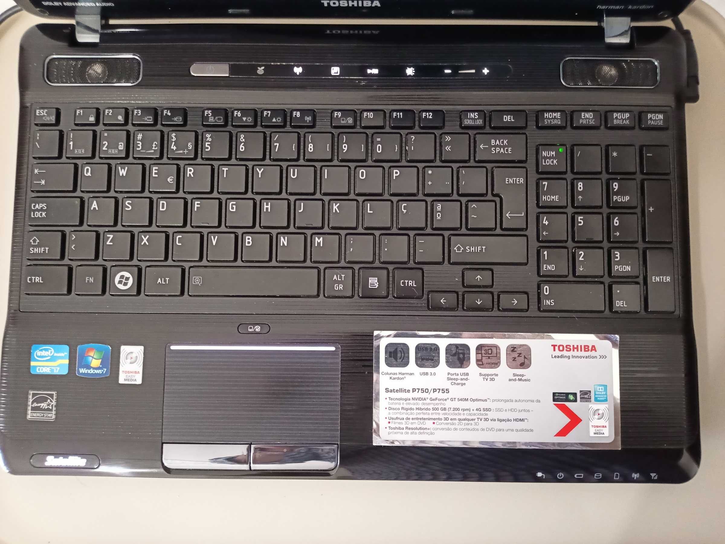 Portatil Toshiba P755 , cpu i7, nvidia GT540m (oportunidade)