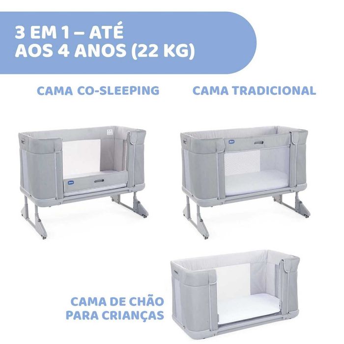 Berço Chicco Next2Me Forever | MoonGrey com Caixas | Como novo.