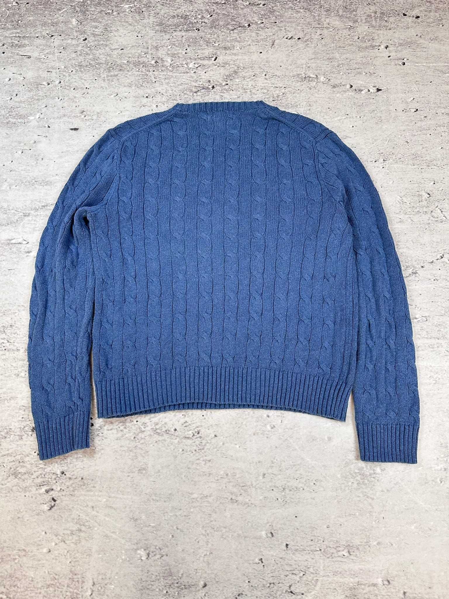 Sweter Ralph Lauren warkocz niebieski męski polo r. S