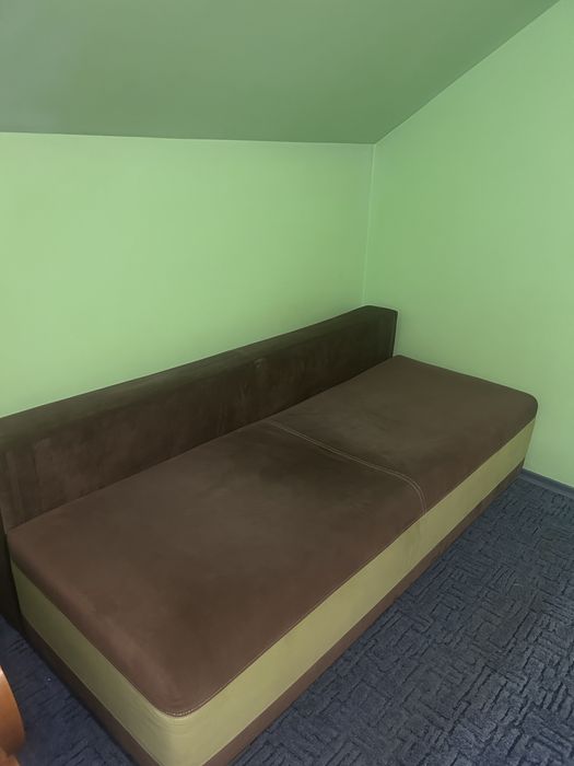 Sofa brązowo zielona