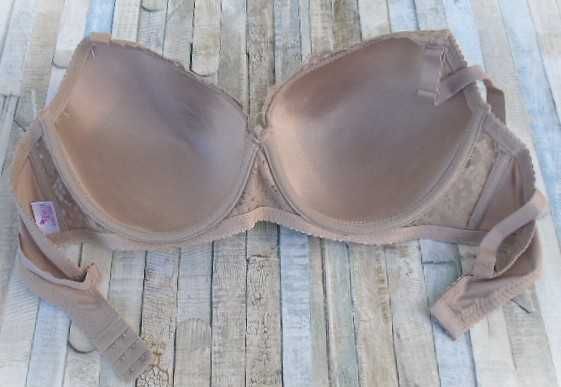 Han / biustonosz koronkowy 90E  kawowy  usztywniany  na fiszbinach