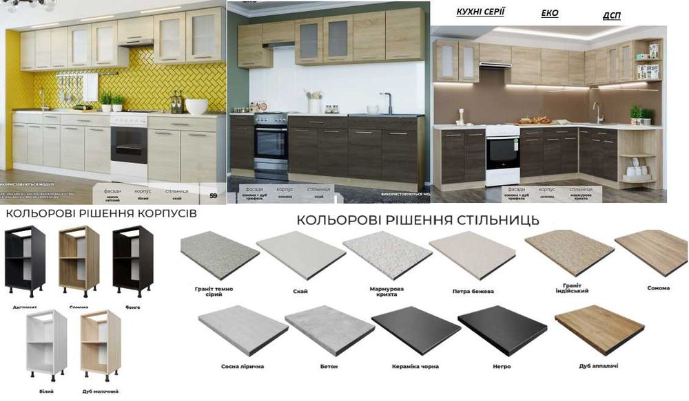 Кухні під замовлення та готові  рішення