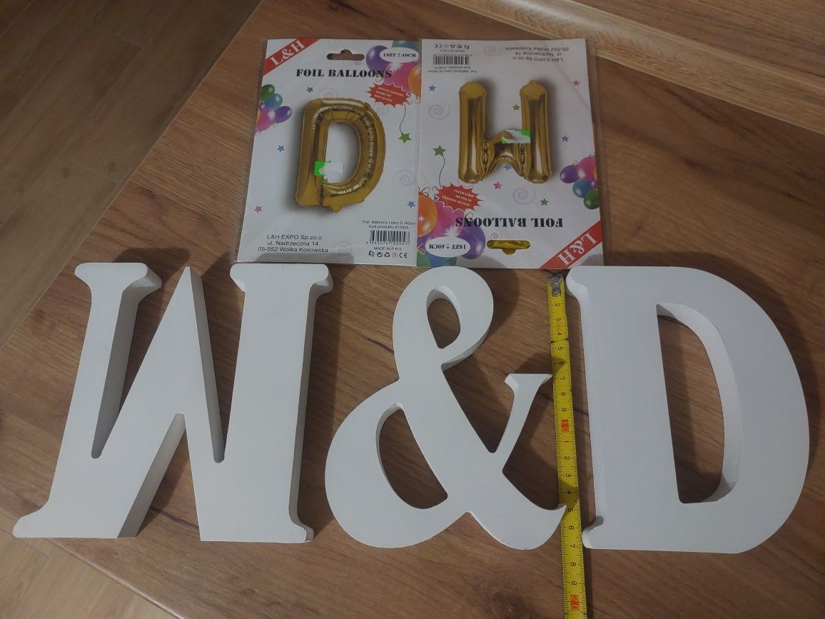 Litery drewniane, znak D & M / W na ślub, wesele, do dekoracji w domu