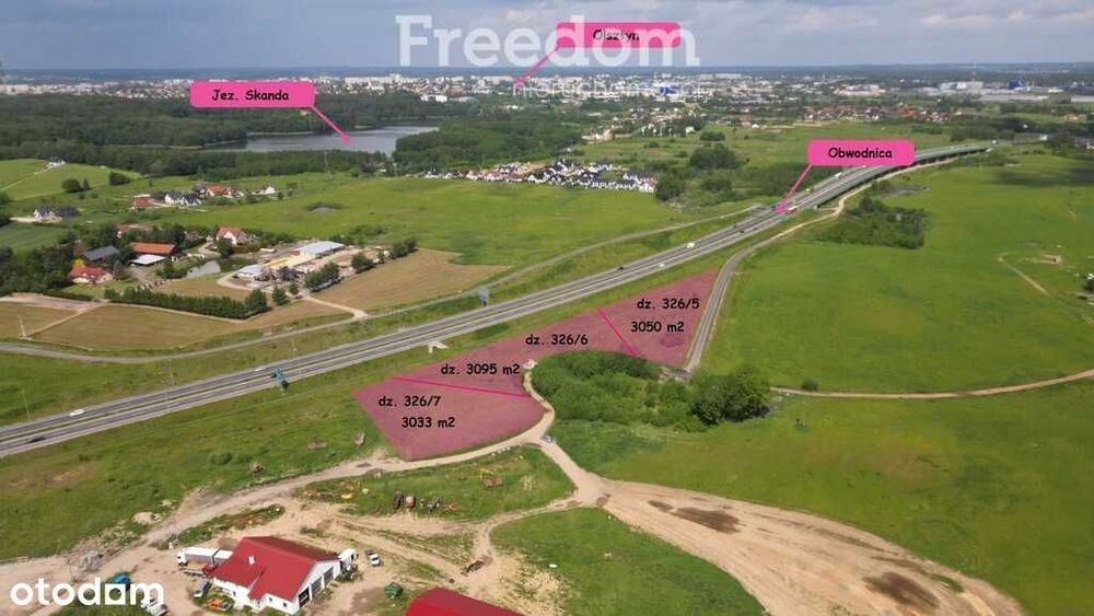 3 działki inwestycyjne przy obwodnicy Olsztyna