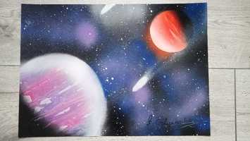 Картина Планеты, кометы космос. Написана баллончиками. SPRAY PAINT ART