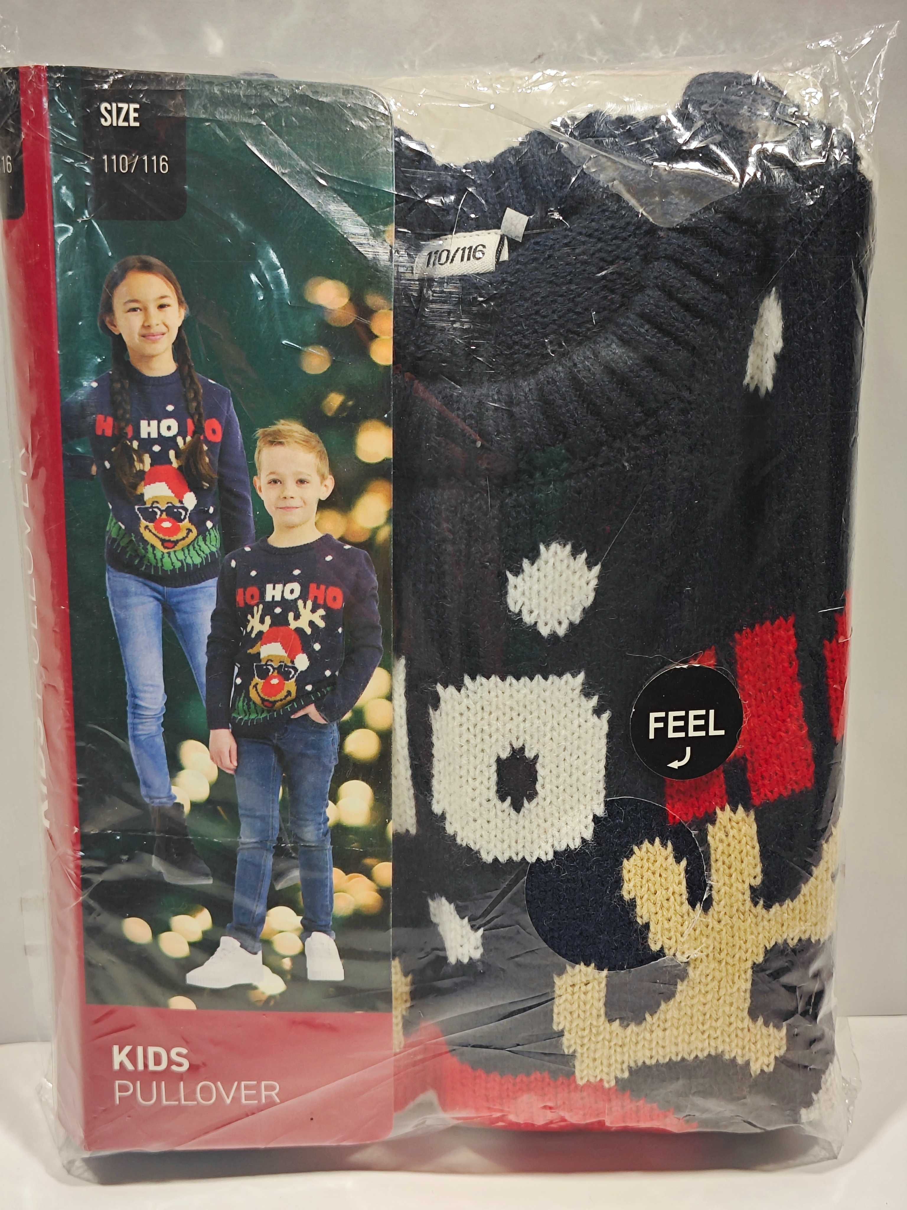 Świąteczny Sweter Dziecięcy Granatowy Rudolf Czerwononosy 110/116