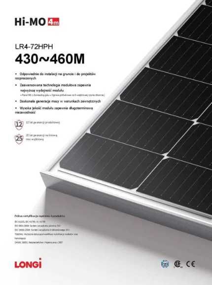 PANELE fotowoltaiczne LONGI SOLAR LR4-72HPH-445W