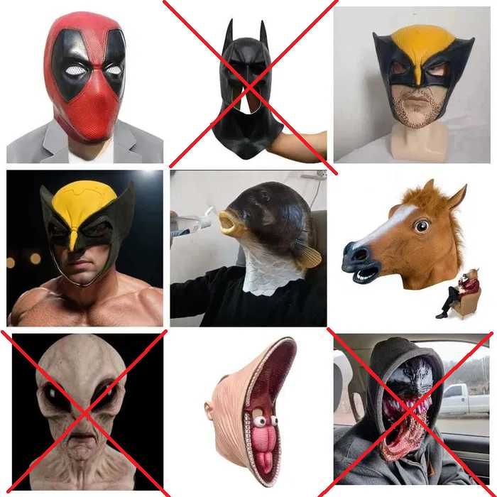 латексная маска резиновая росомаха икс X-men с бородой монстр пришелец