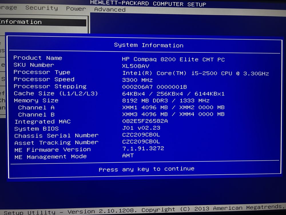 HP Compaq 8200 Elite CMT