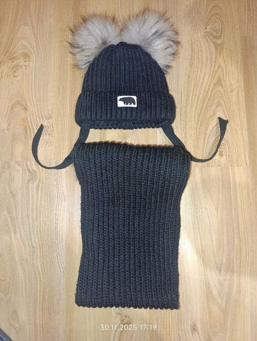 Тепла шапка на зав'язках BEWARM+довгий шарф-Ідеальний зимовий комплект