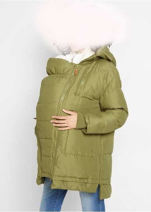 Wodoodporna Kurtka zimowa ciążowa z kapturem z wstawką niemowlęcą 34