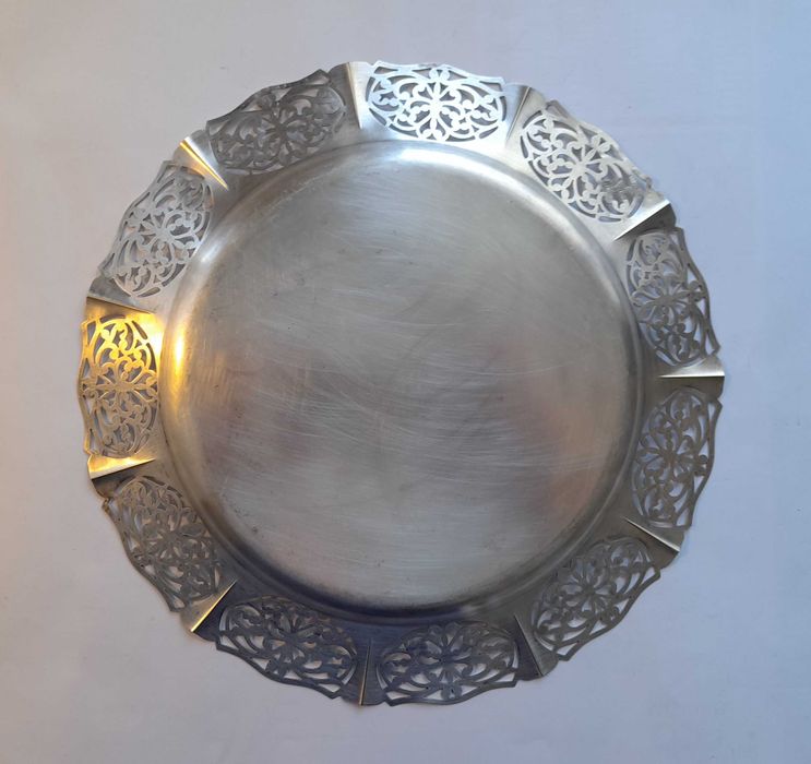 Antyk Vintage Duża Szwedzka Taca Ażurowa Plater. Taca Szklana Gratis !