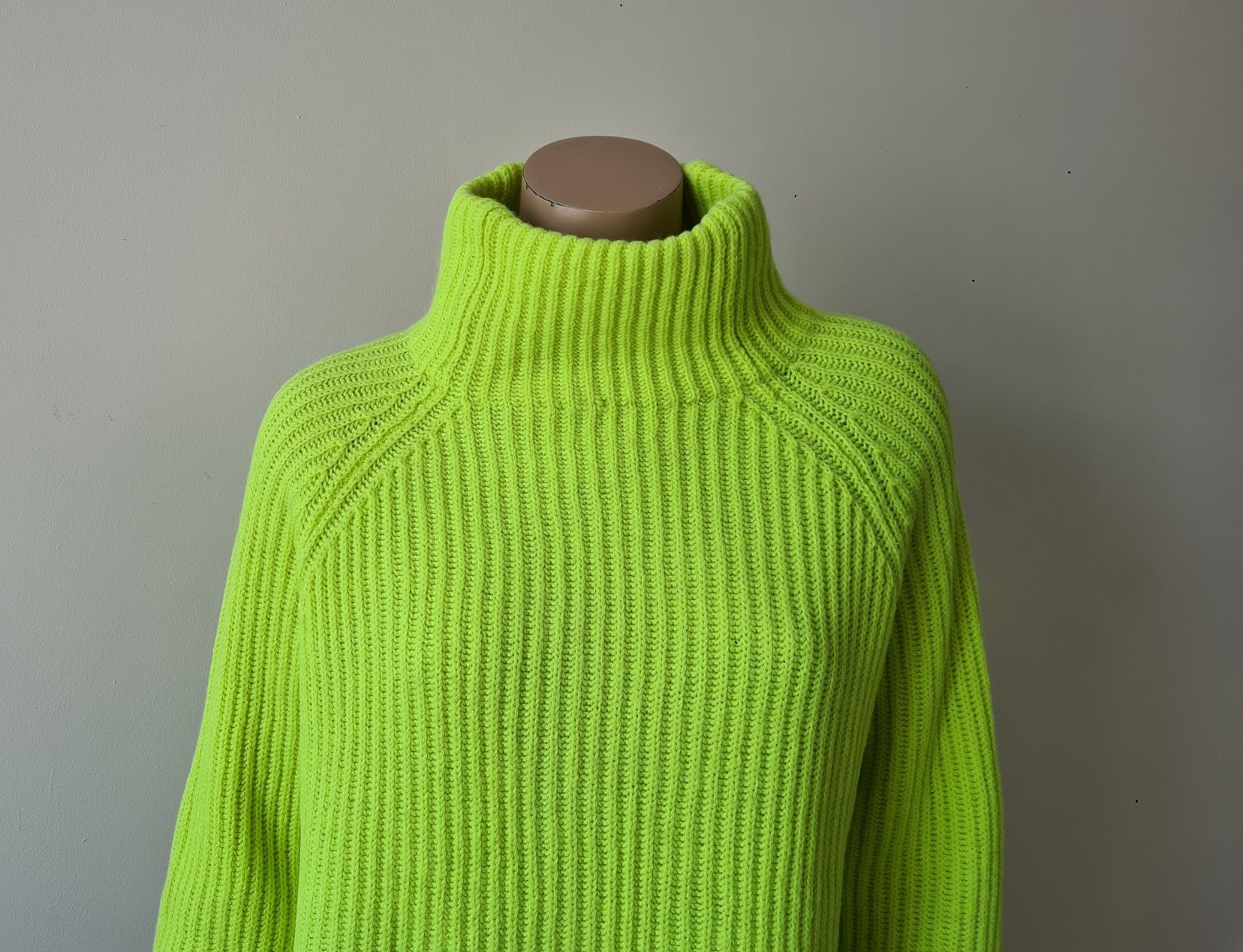 Drykorn sweter golf damski S wełna alpaka neon