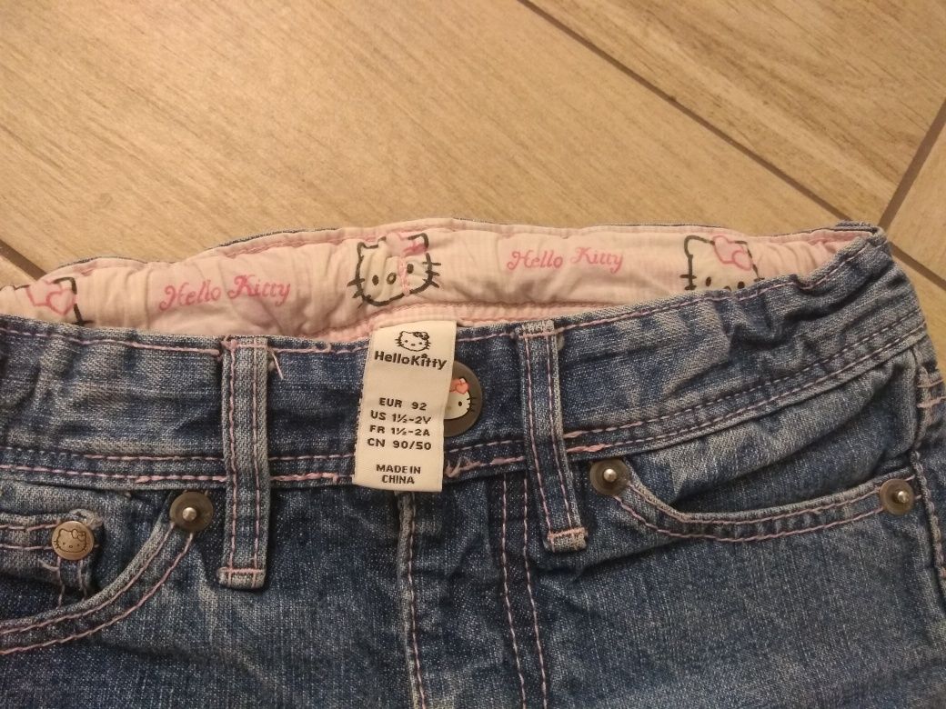 Spodnie jeansy H&M Hello Kity rozmiar 92 dla dziewczynki nadruk