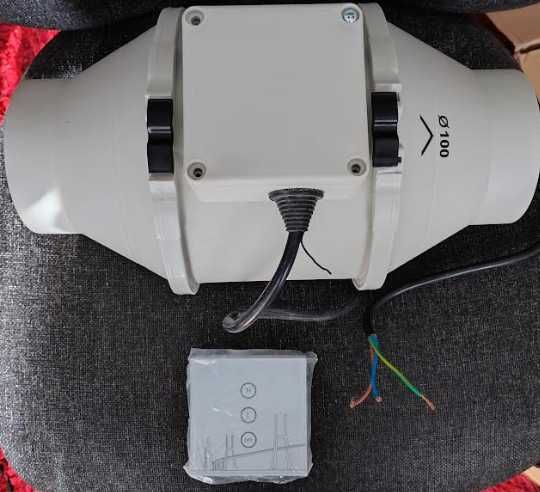 Wentylator kanałowy 100mm z panelem kontroli prędkości HG Power