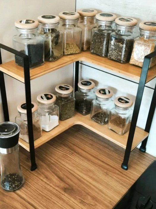 Półka Narożna Na Blat Do Kuchni Stojak Na Przyprawy Kawę Mini Regał