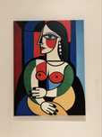 Quadro de Retrato Feminino Cubista - Impressao em tela