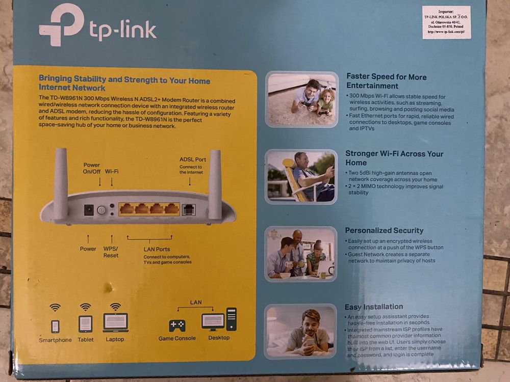 Router wifi do neostrady- tp-link ADSL2+ TD-W8961N