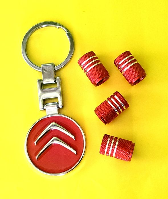 ** NOWY Brelok CITROËN + Nakrętki na wentyle czerwone komplet tuning
