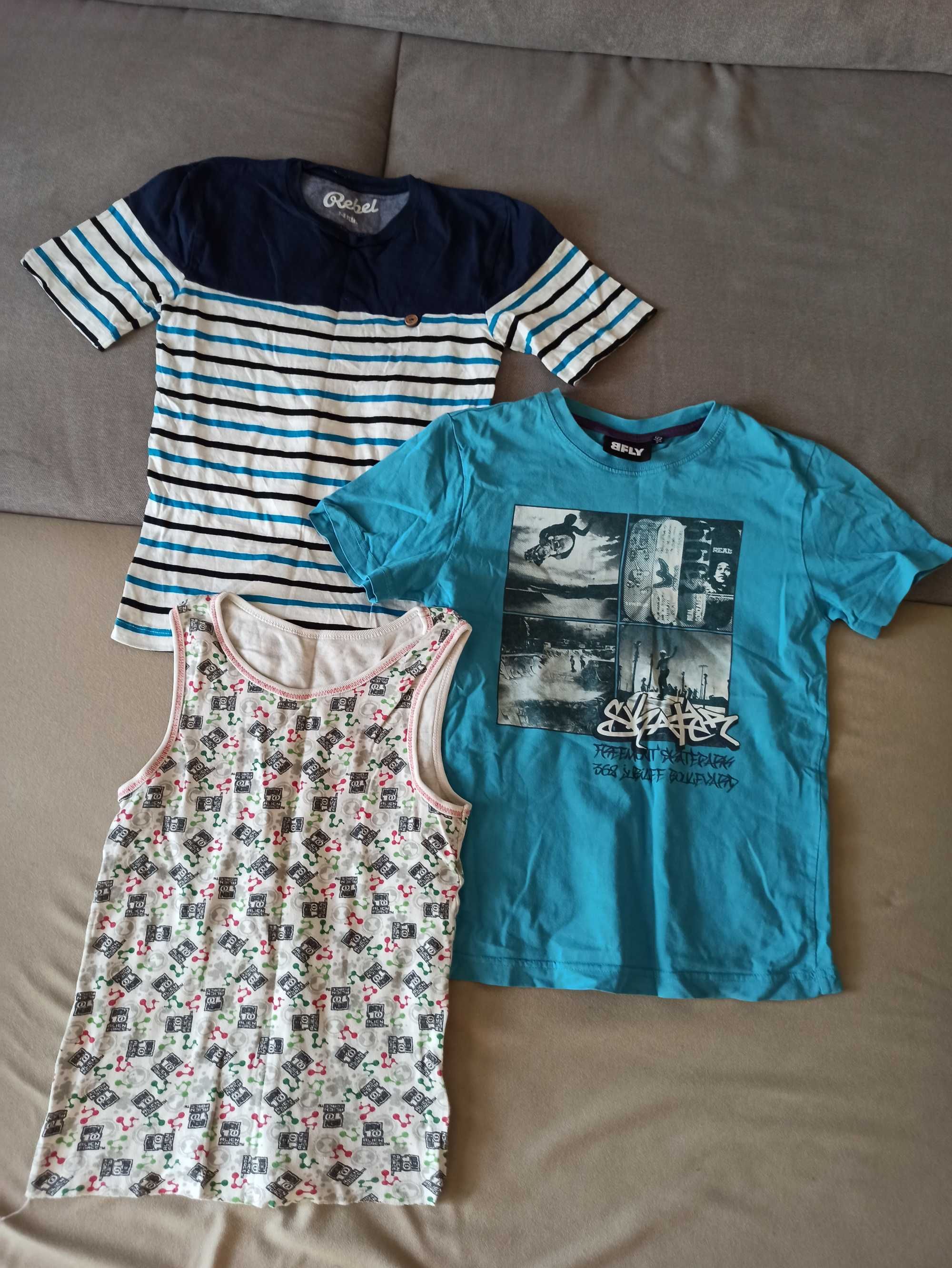 Ubrania chłopiec - koszulki, spodenki i spodnie, bluzy 122-128