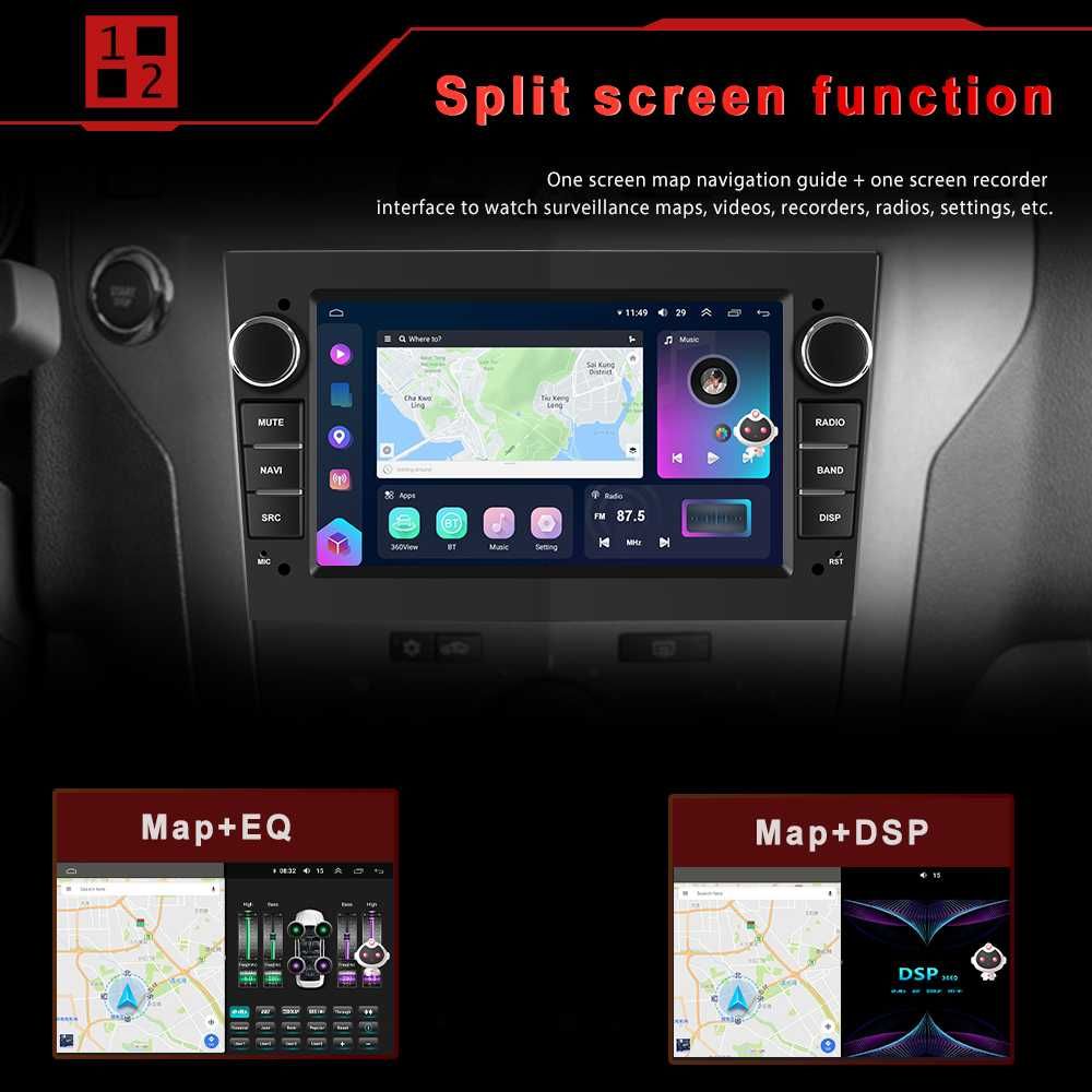 Rádio 7" Android 13 4+64GB 8-Core c/ CarPlay Opel Astra Corsa Vectra