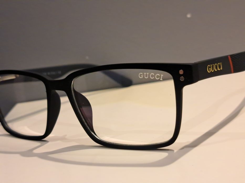 GUCCI męskie nowe okulary zerówki oprawki czarne logo