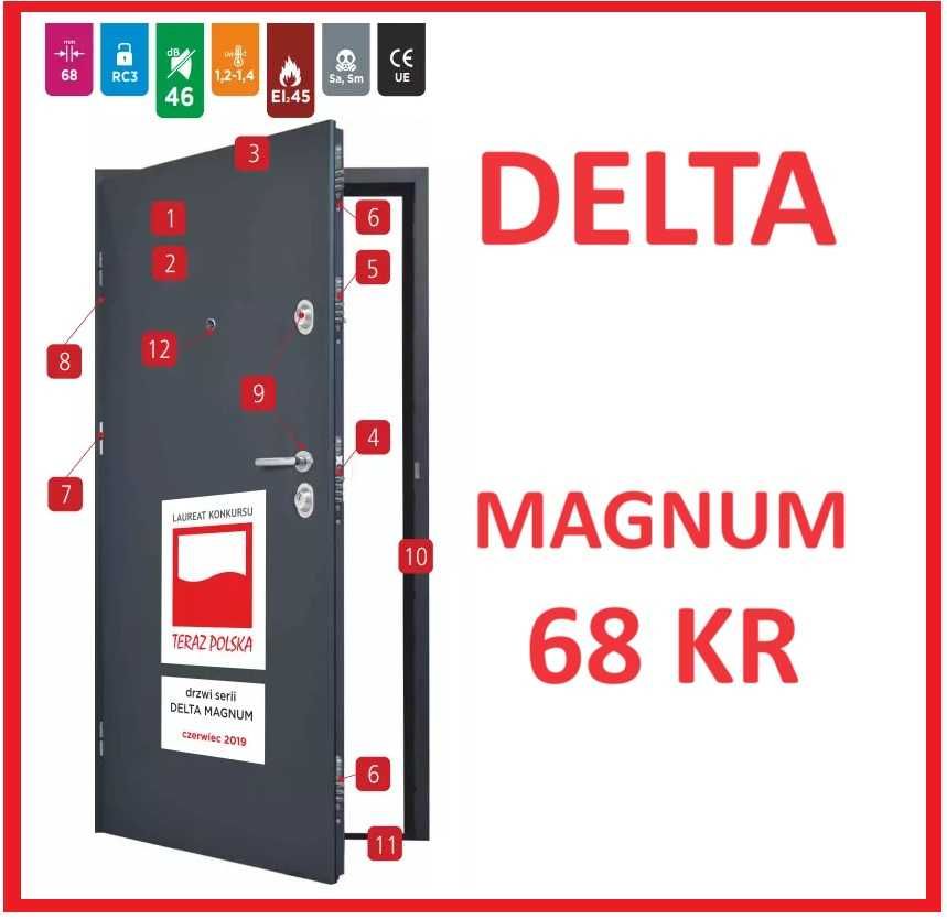 Drzwi  DELTA  MAGNUM 68 KR   46 dB  RC3  ORZECH