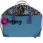Granatowy organizer do OBAG CITY worek Chocomay beż 2 kieszenie OMAY