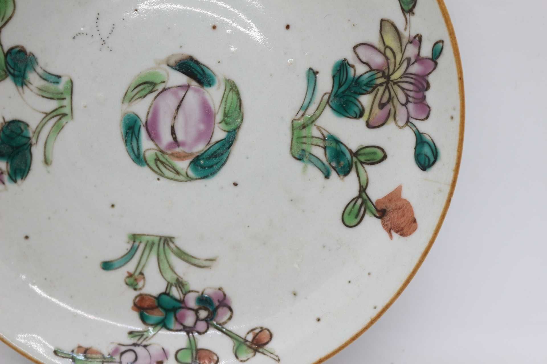 Prato Porcelana Chinesa  Família Rosa Vegetalista Séc. XIX 17 cm