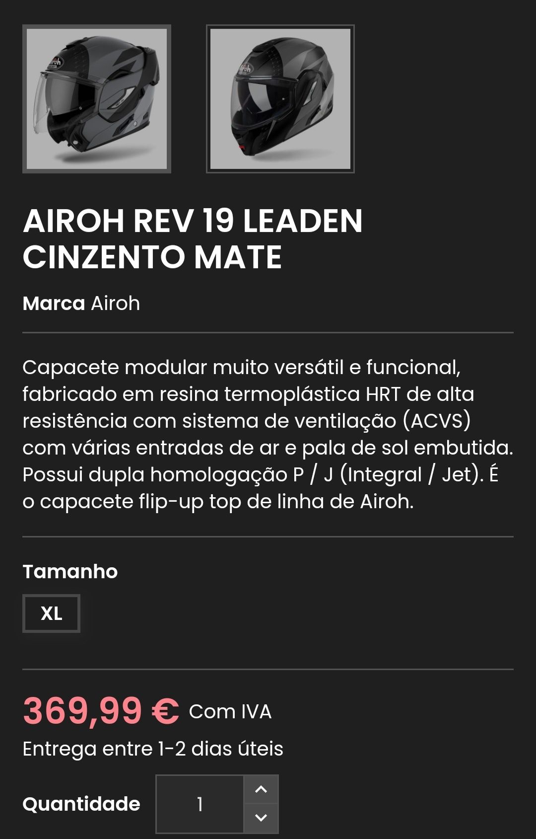 Capacete Airoh como novo