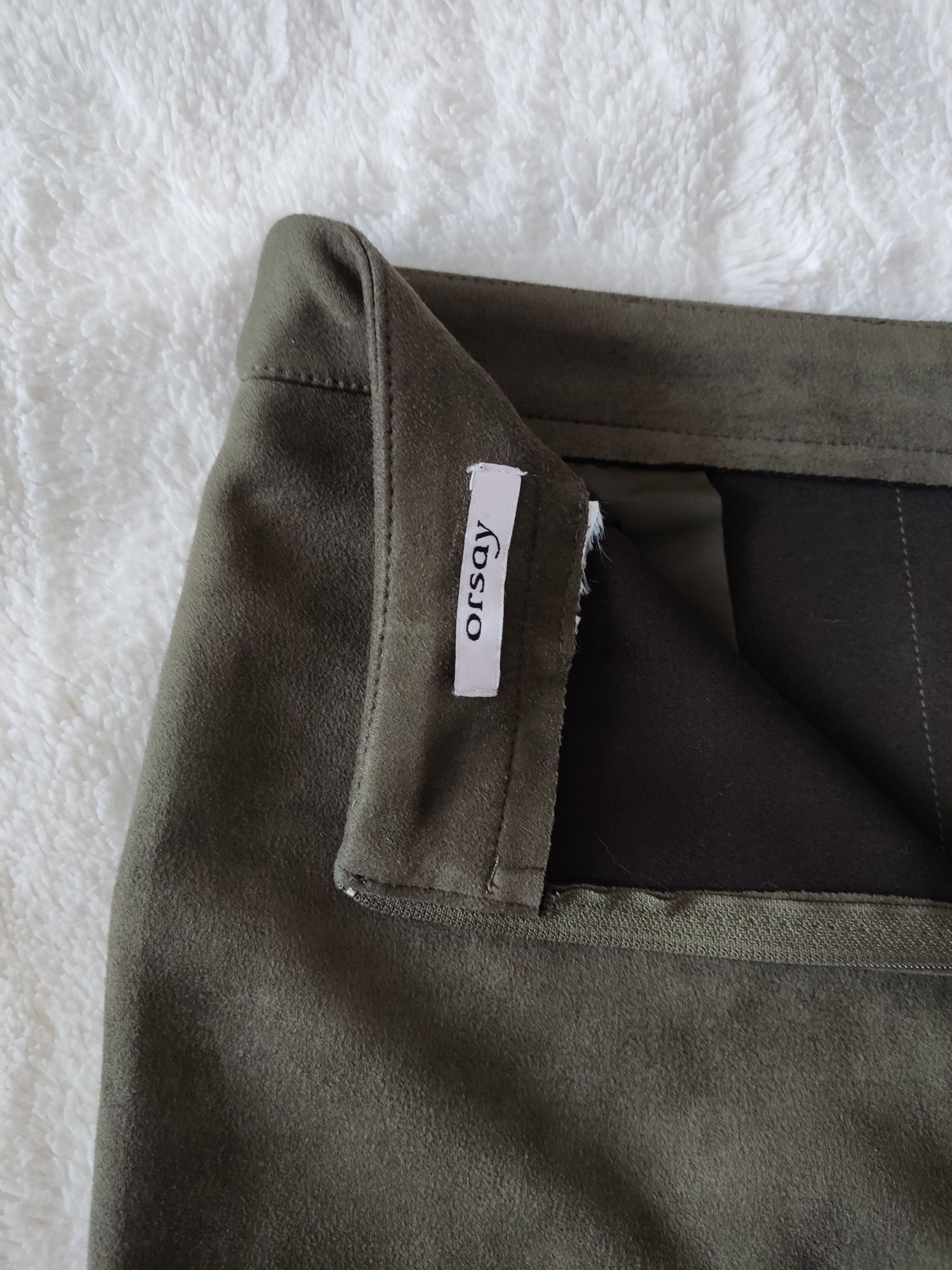 Orsay krótka spódnica zamszowa oliwkowa khaki elastyczna 38