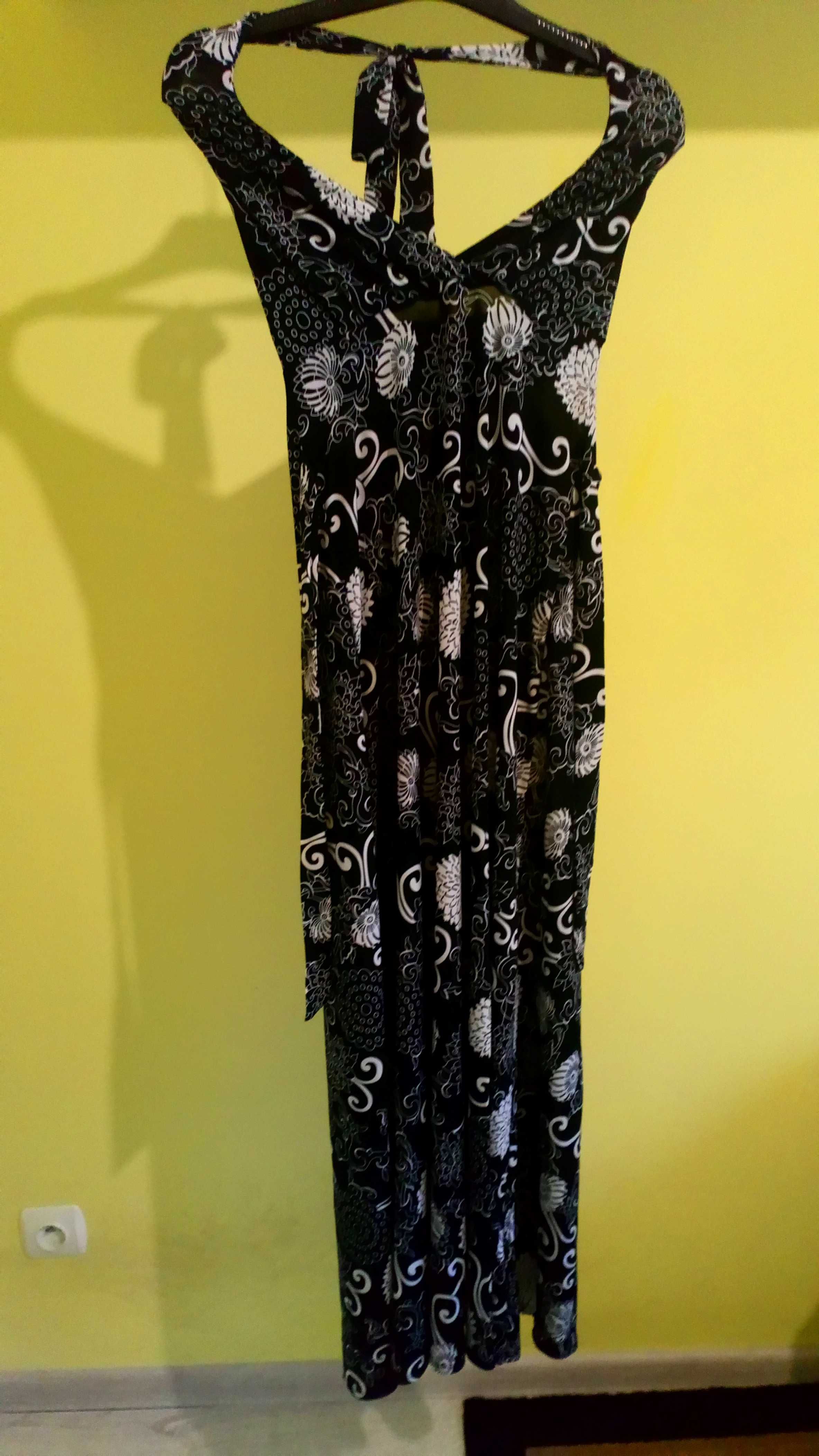 Długa letnia sukienka czarno - biała Fashion Wave, r. S / 36