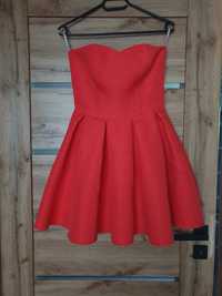 Sukienka rozkloszowana 38 piękna czerwień/malina