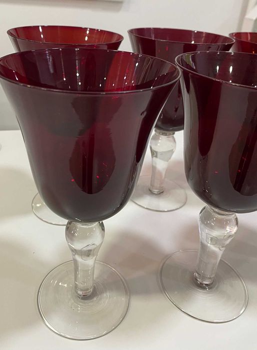 Conjunto de 6 copos cristal vermelhos, fantásticos para o Natal