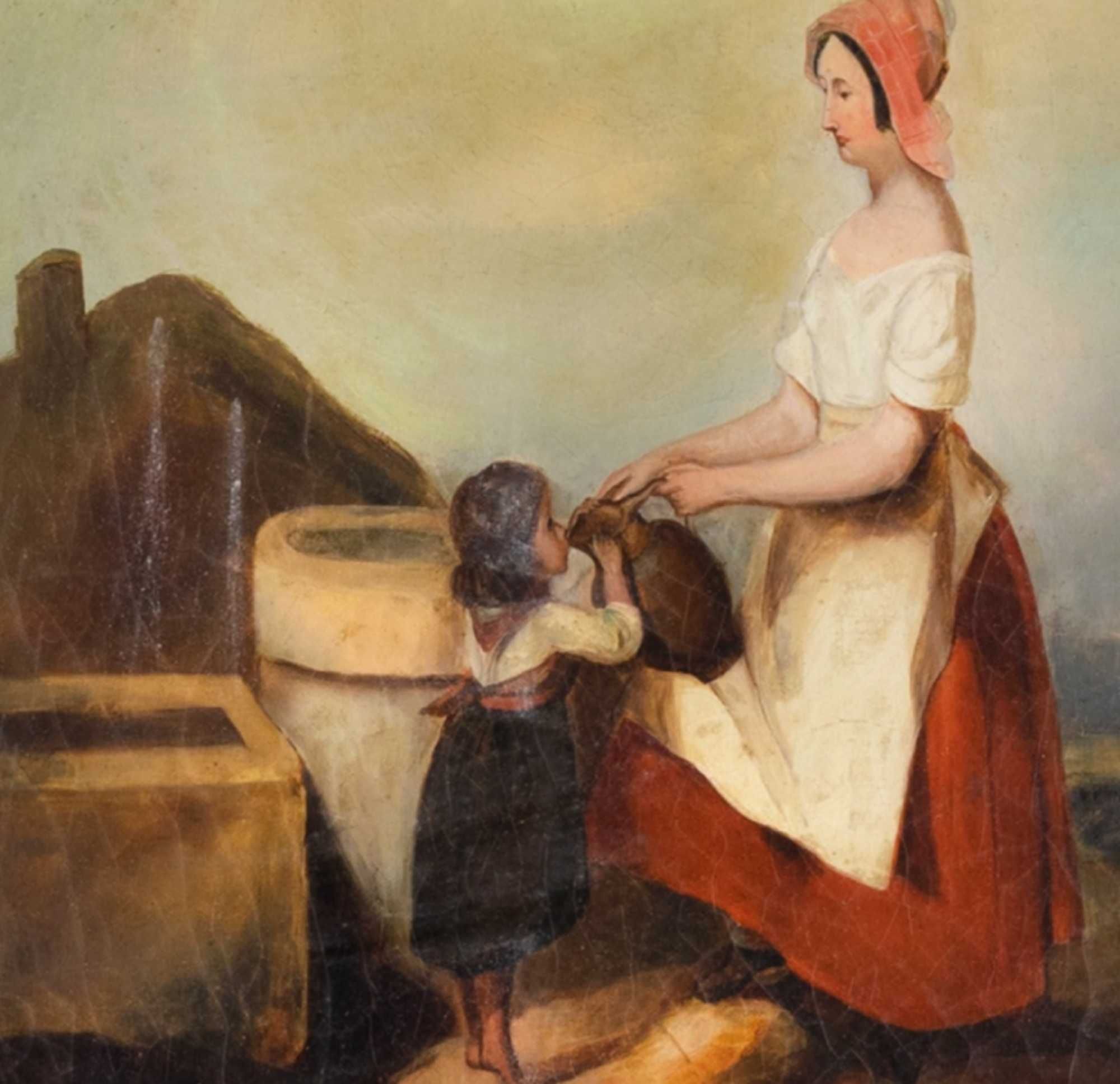 Pintura mulher criança E . Picart | século XIX