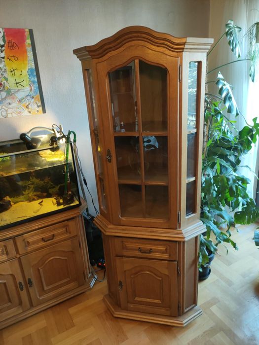 Komplet mebli dębowych PIECHOWICE.Witryna narożna komoda szafka pod TV