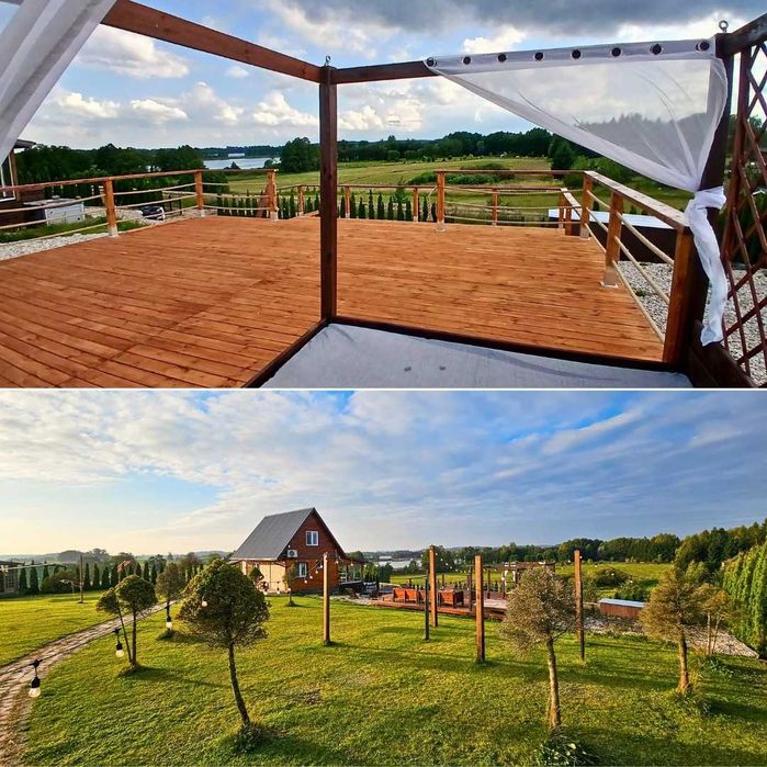 Domek z basenem – Mazury | Jacuzzi, sauna, jezioro – noclegi, wynajem