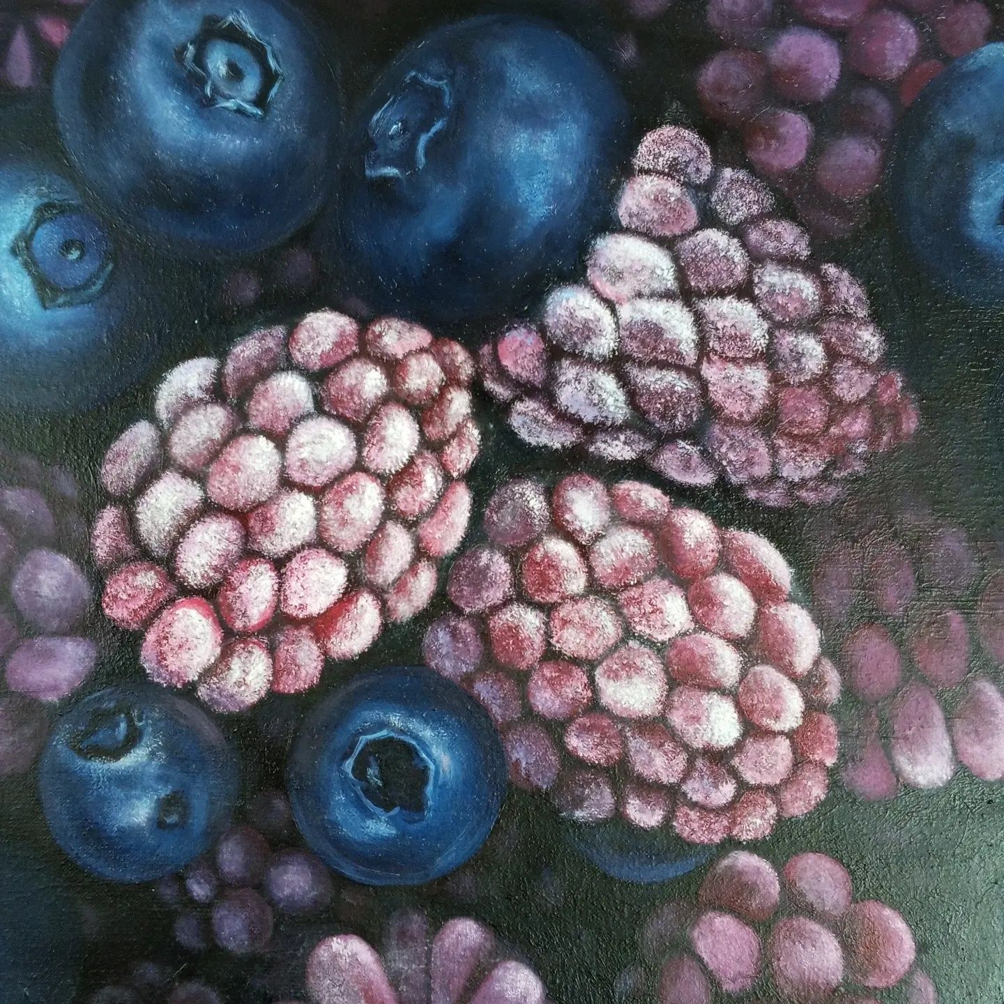 Картина олійними фарбами на полотні "Заморожені ягідки"