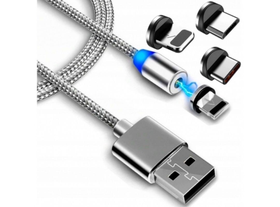 Kabel Magnetyczny 3W1 Ładowarka USB C IPHONE MICRO