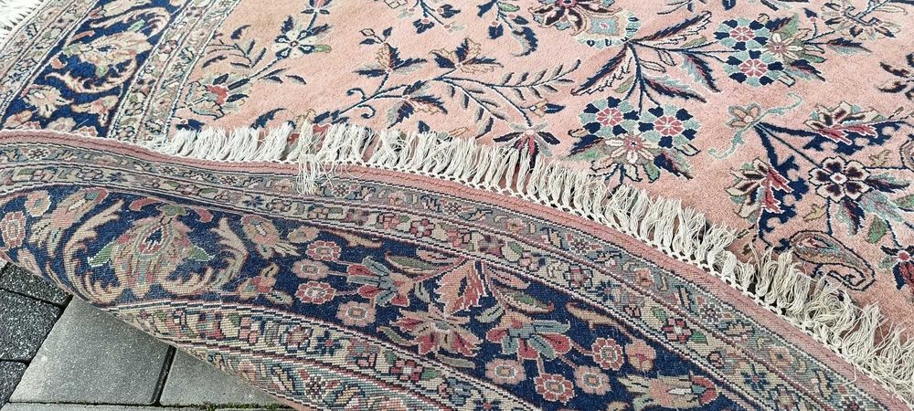 Dywan perski w stylu Nain okrągły średnica 206 cm tkany ręcznie wełna