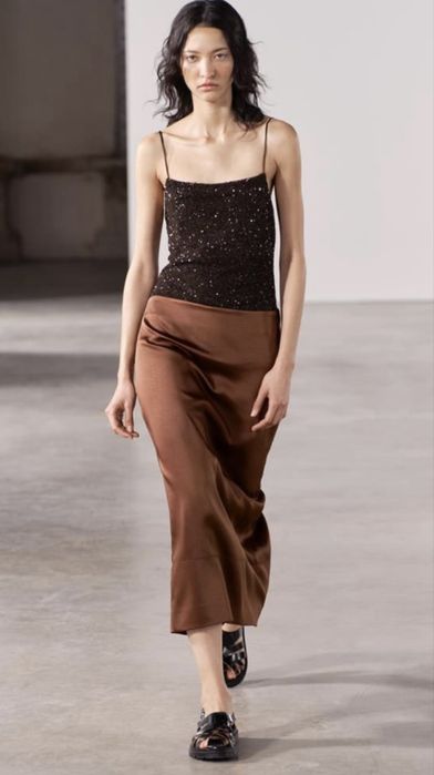 Юбка zara коричневая