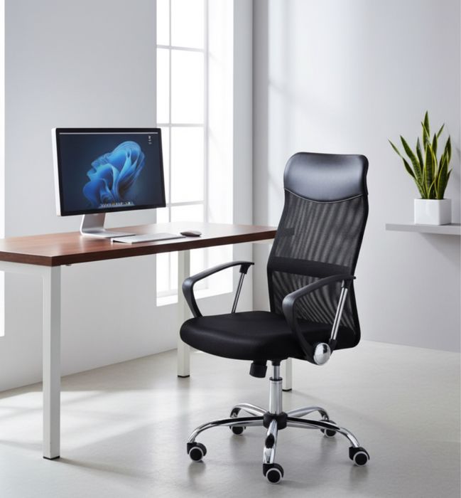 Fotel biurowy obrotowy czarny, regulowany, komfortowy, TILT,