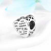 Charms Kiss Forever serce napisy do bransoletki Pandora S925