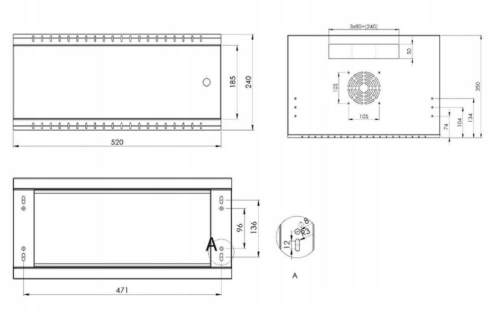 Szafa Serwerowa Sieciowa Wisząca RACK 19" 4U 350mm Metalowa Stalflex