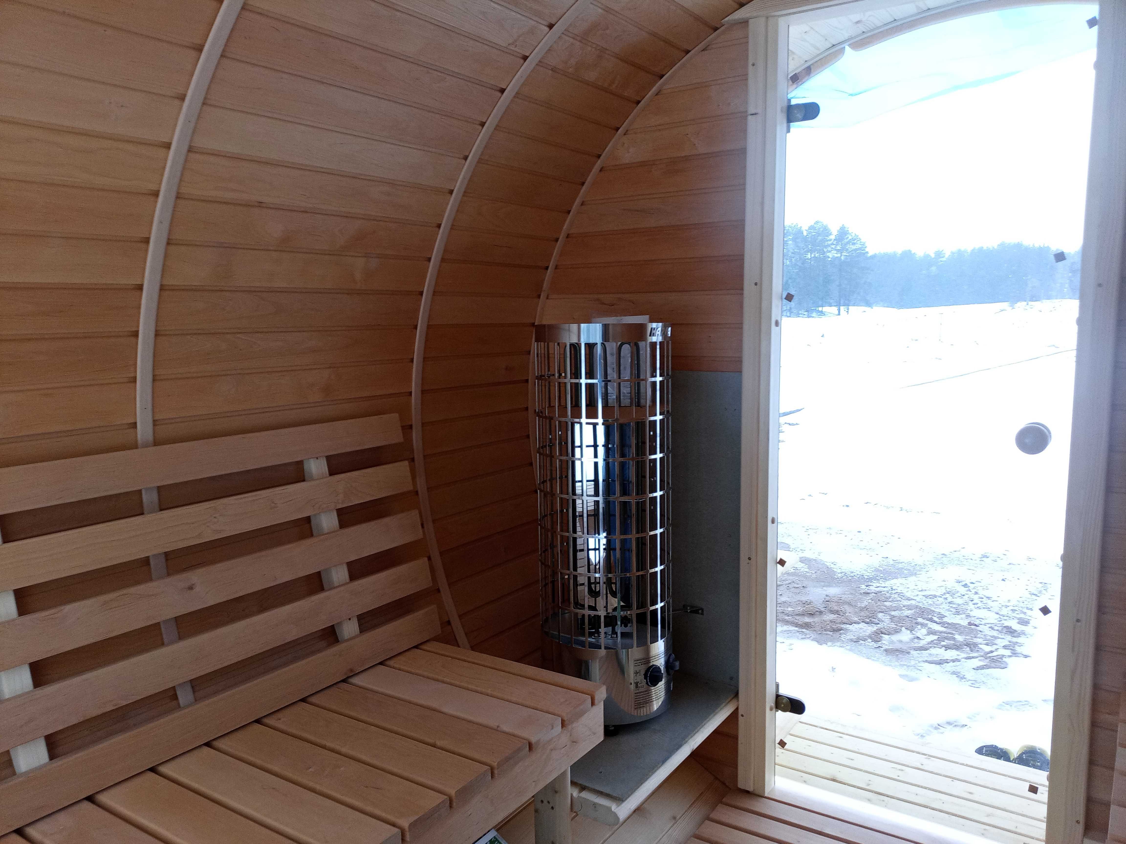 Sauna Beczka 300cm Sauna Ogrodowa Harvia Cilindro Panorama Szyba