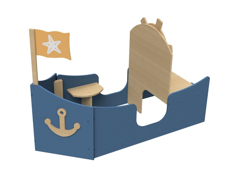 Drewniany statek niebieski meble dla dzieci łódka wyposażenie Micki,